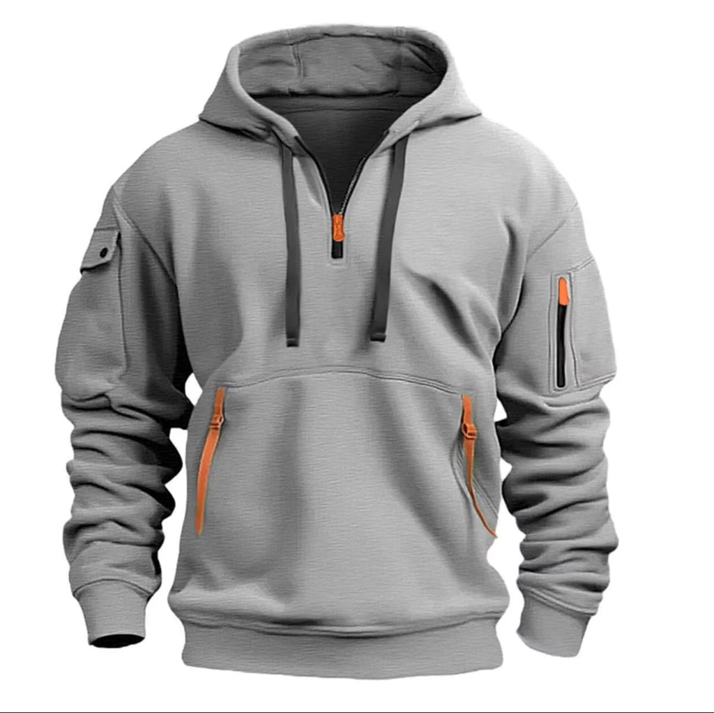 heren hoodie met rits en kap in lichtgrijs