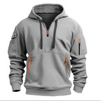 heren hoodie met rits en kap in lichtgrijs