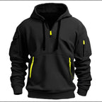 heren hoodie met rits en kap in zwart