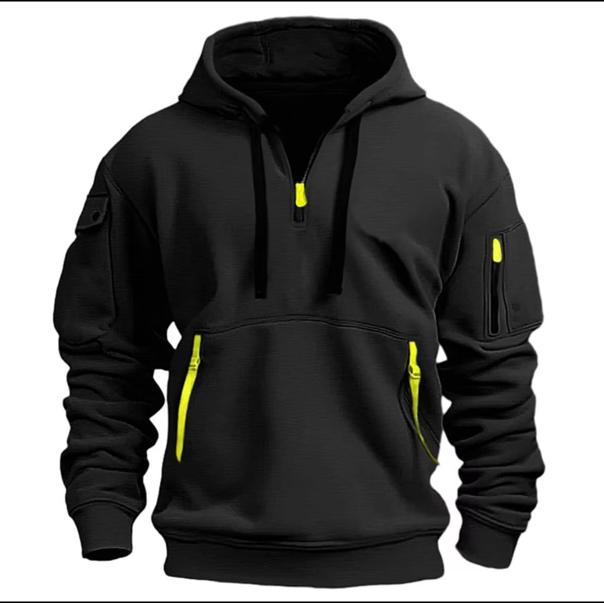 heren hoodie met rits en kap in zwart