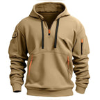 heren hoodie met rits en kap in khaki