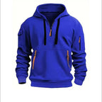 heren hoodie met rits en kap in blauw