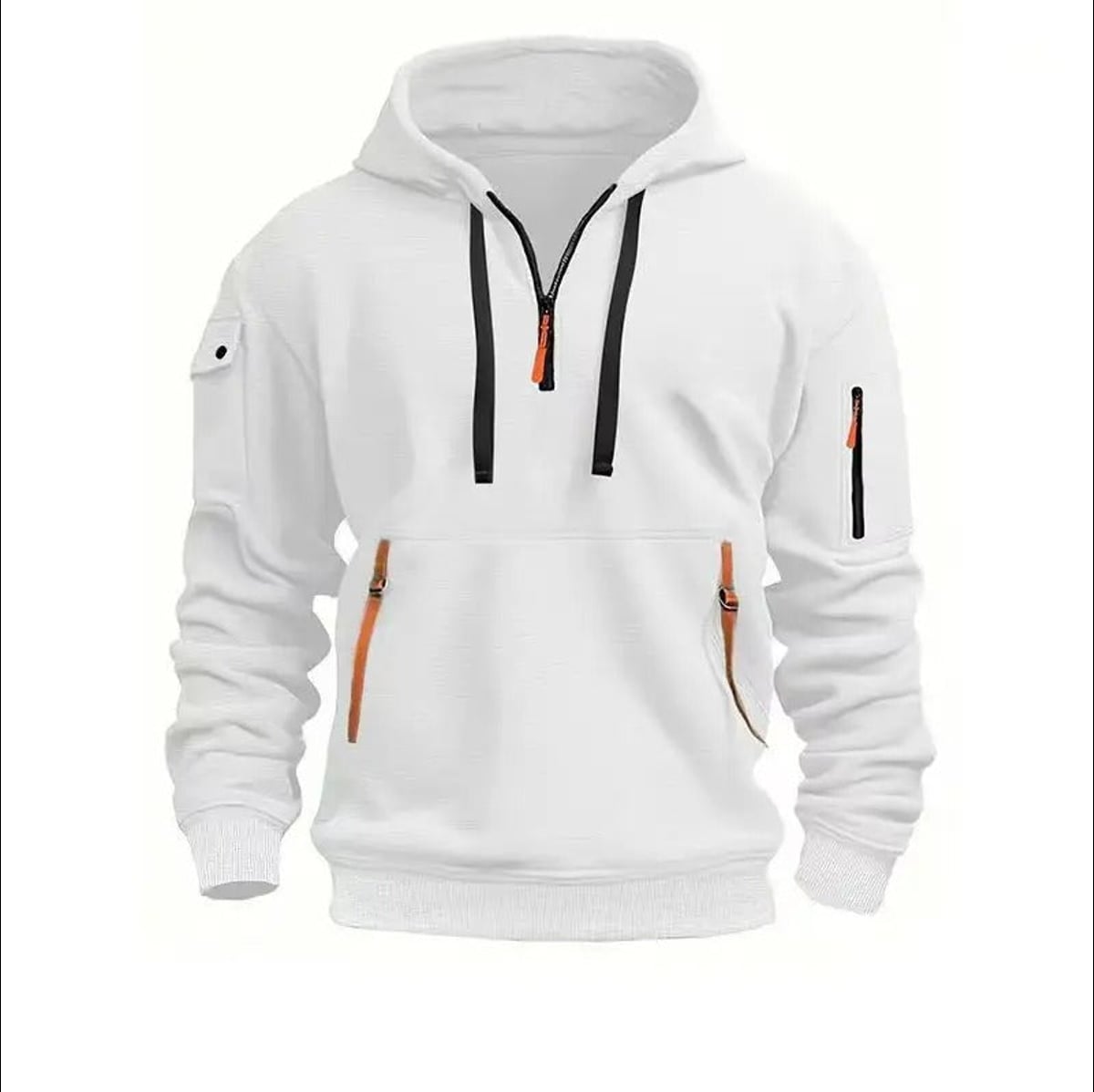 heren hoodie met rits en kap in wit