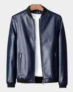 heren jas met bomberjack snit en ritssluiting in blauw