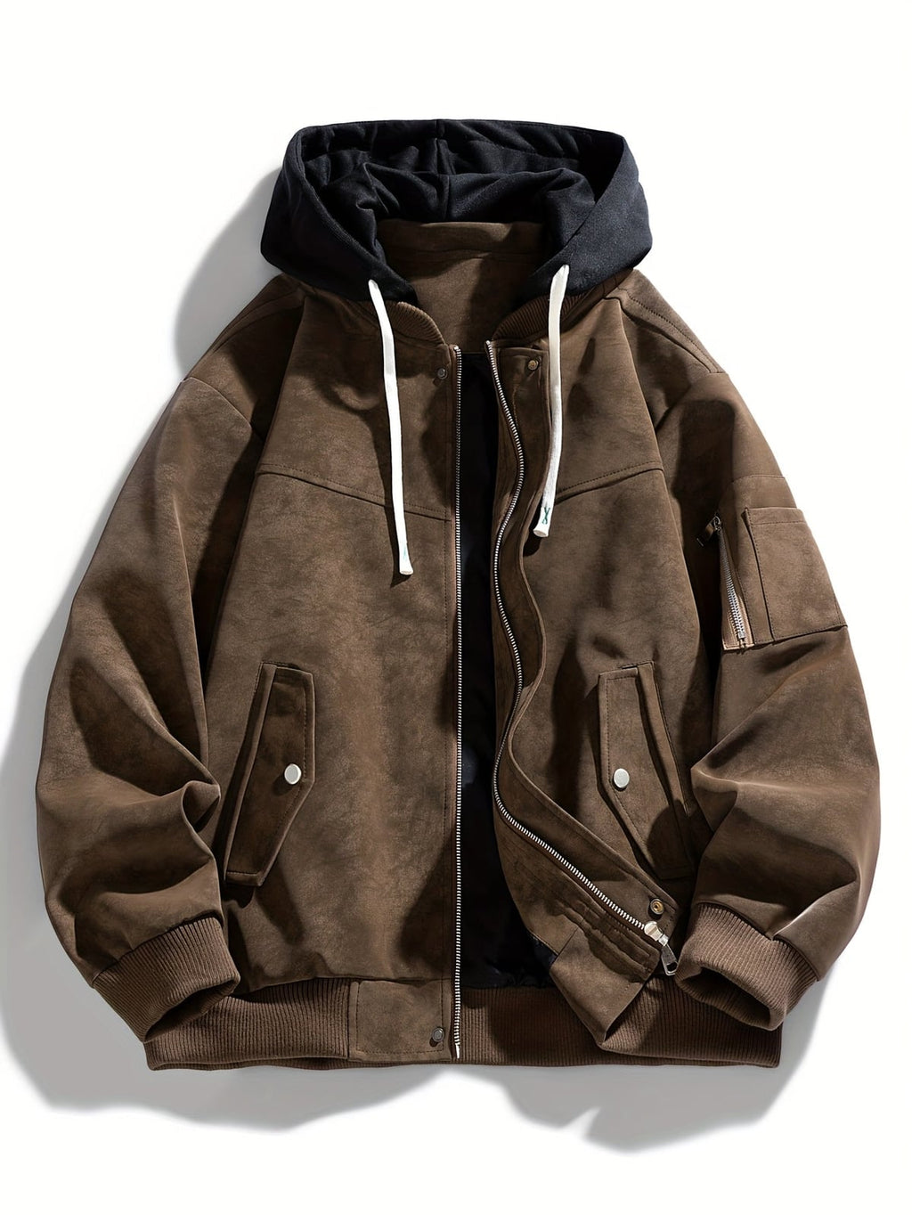 heren jas met capuchon en rits in koffie