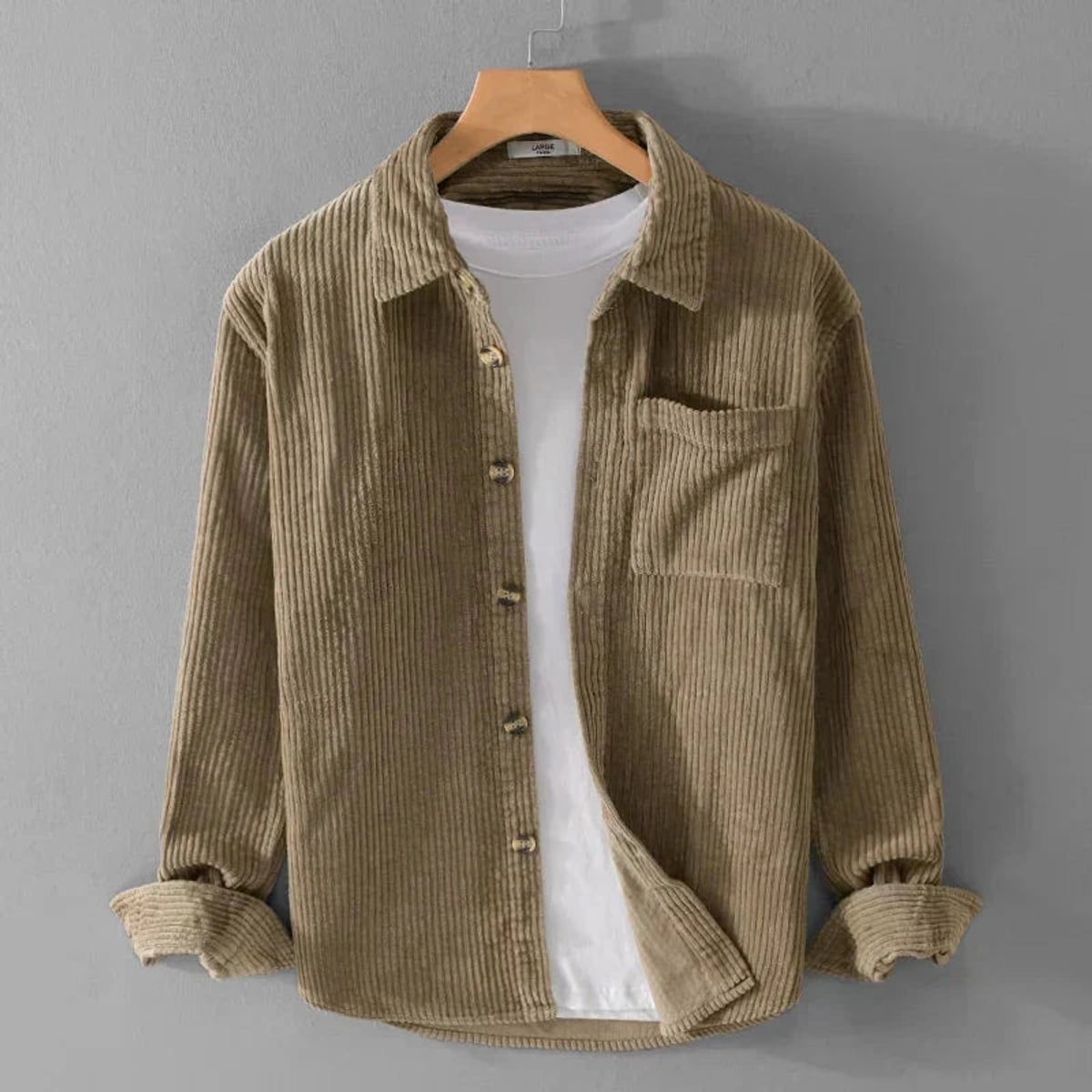 heren jas met knoopsluiting in khaki