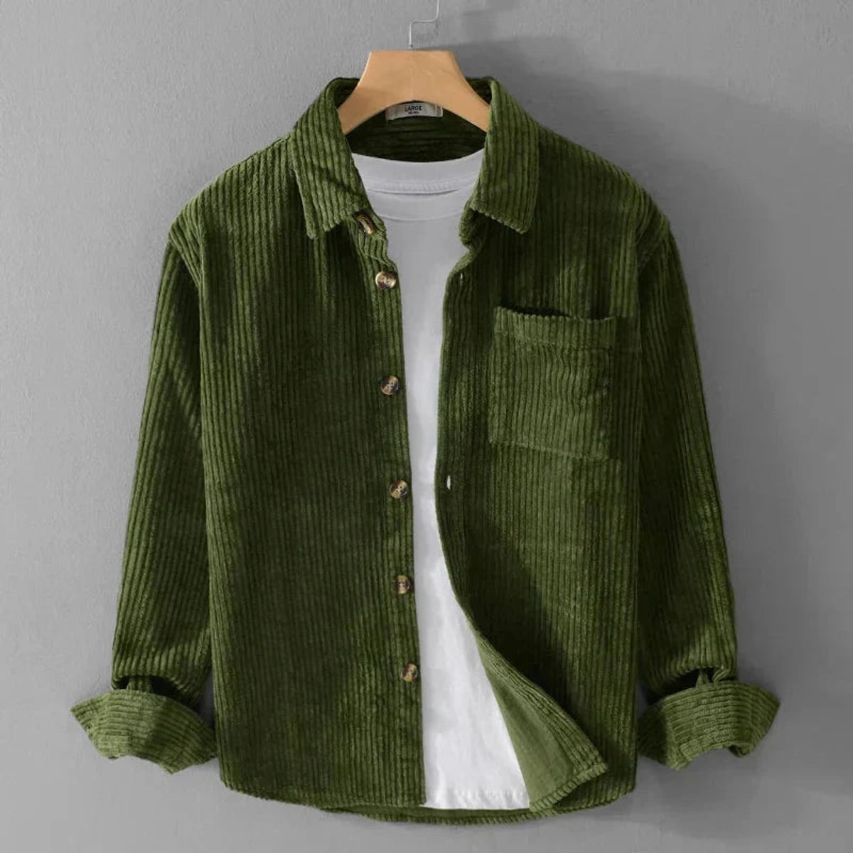 heren jas met knoopsluiting in groen