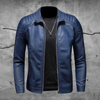 heren jas met ritssluiting en revers in blauw