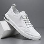 heren lage sneaker met vetersluiting in wit