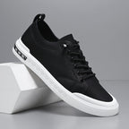 heren lage sneaker met vetersluiting in zwart