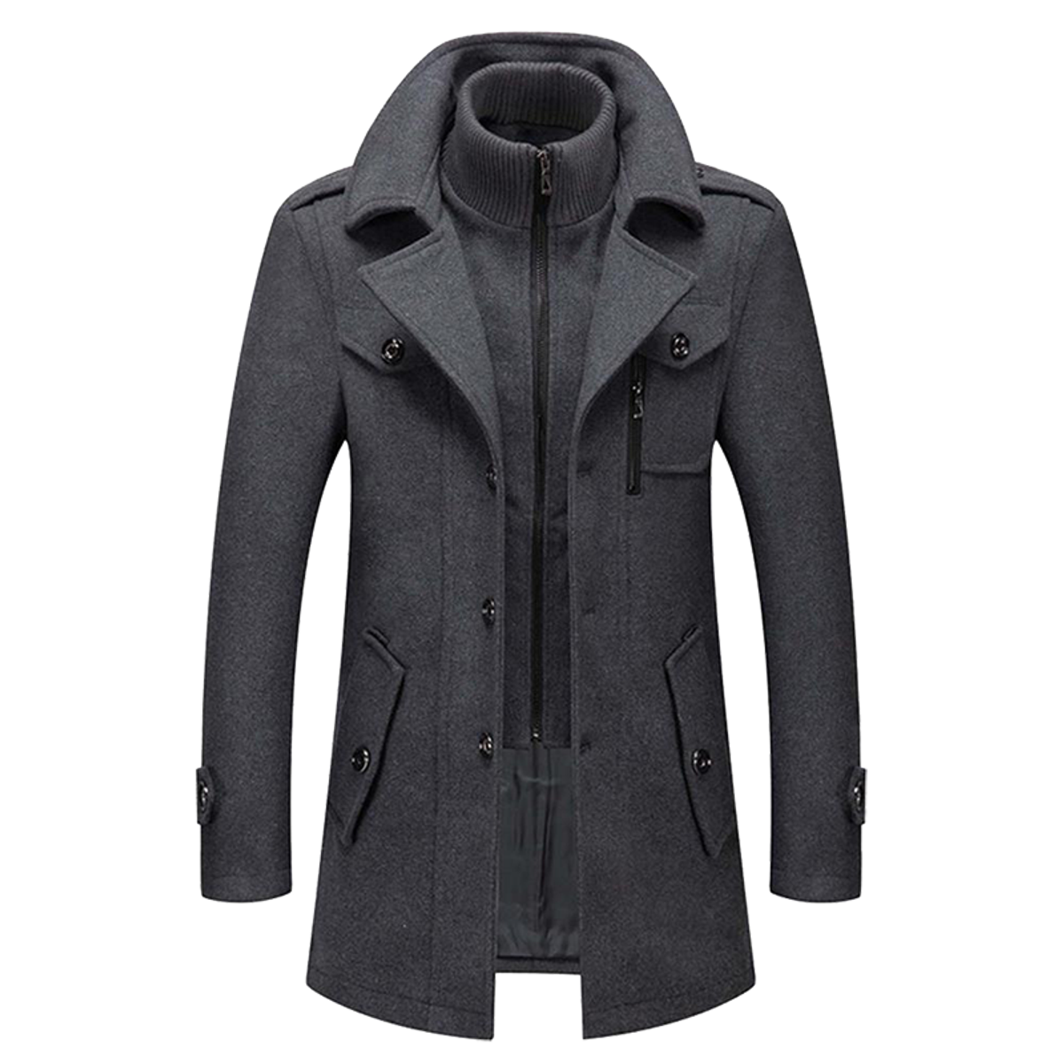 heren lange mantel met rechte snit in grijs