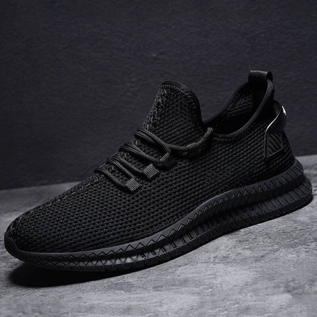 heren lichtgewicht sneakers met vetersluiting zwart