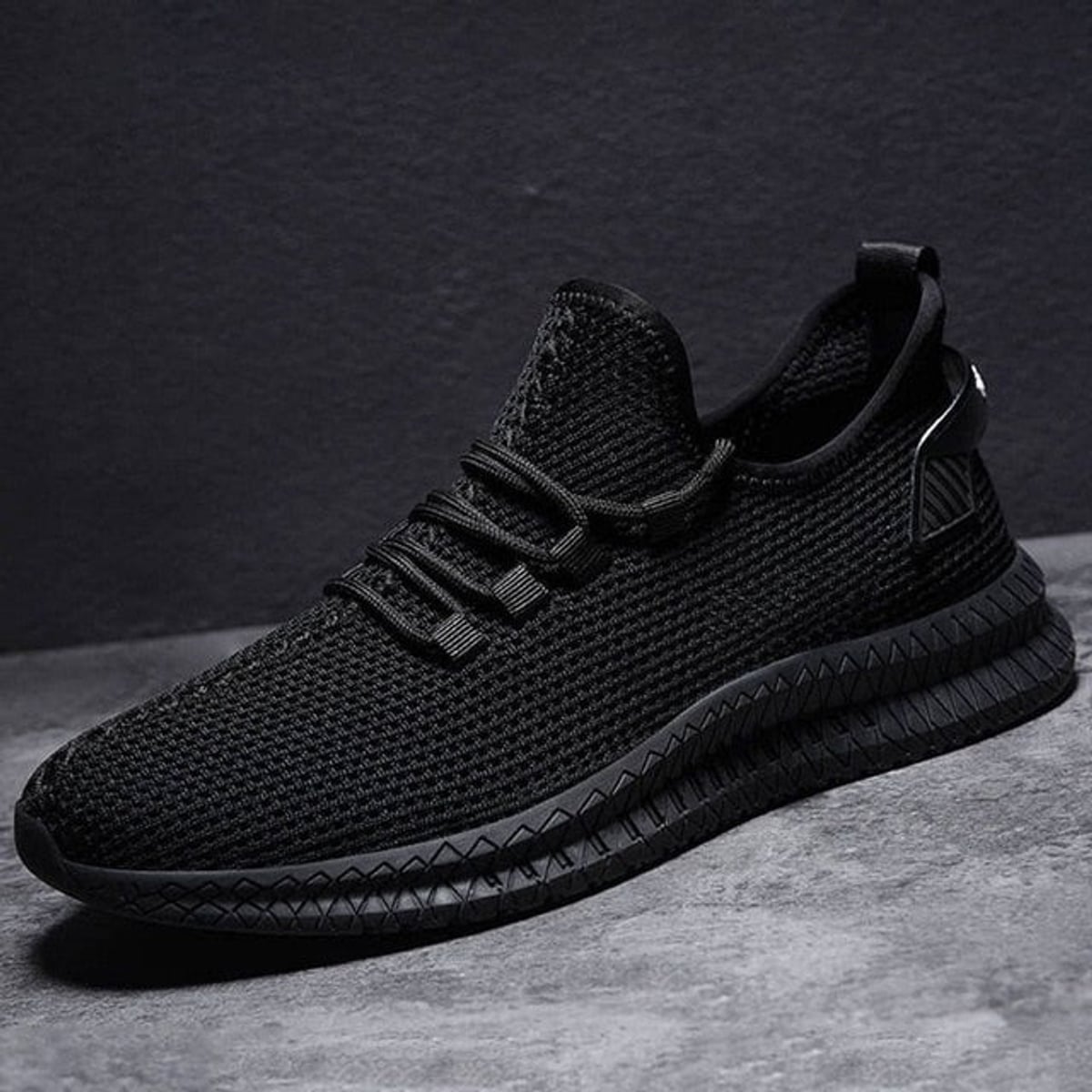 heren lichtgewicht sneakers met vetersluiting zwart