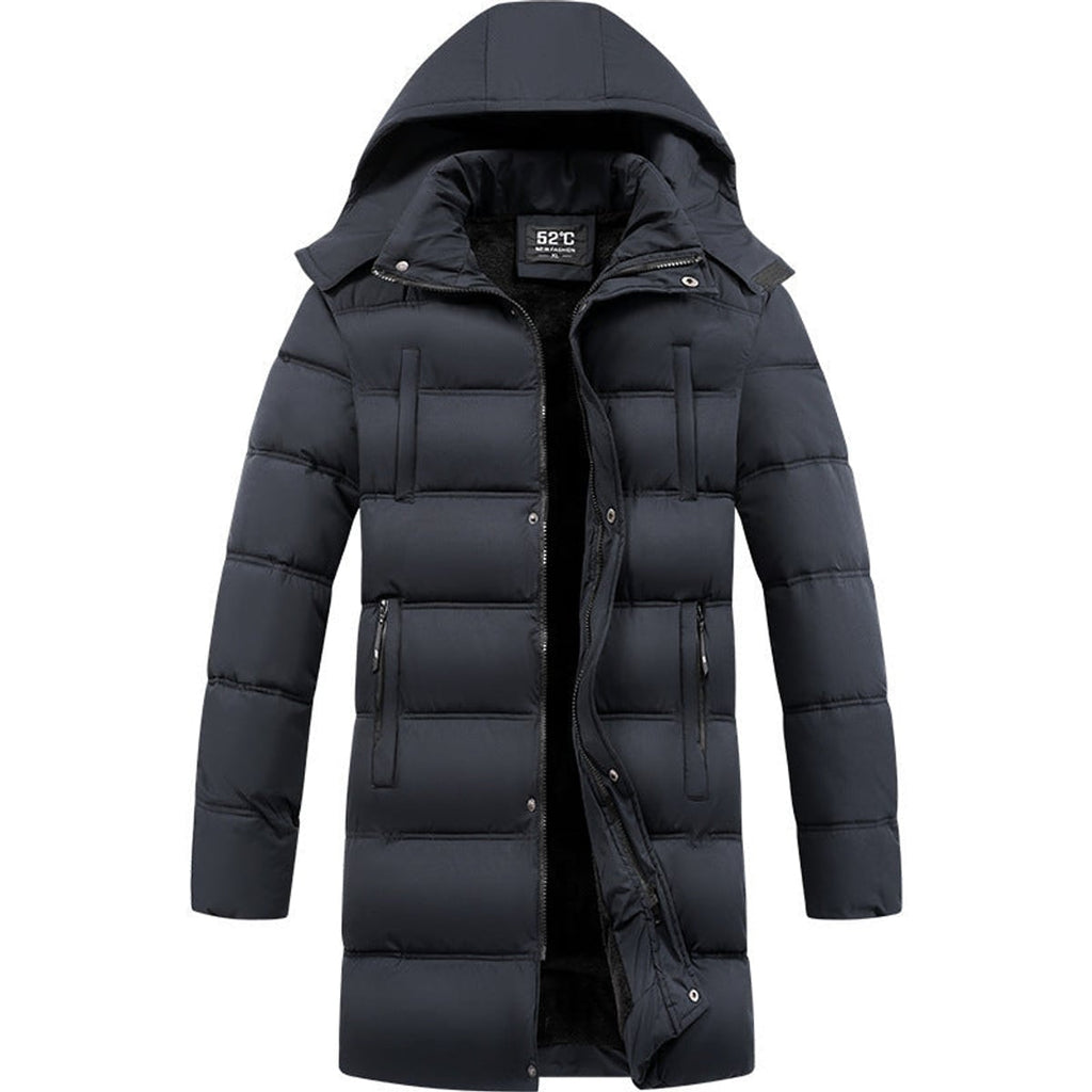 heren longline puffer jas met capuchon