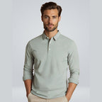 heren longsleeve polo met klassieke polokraag in grijs