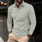 heren longsleeve polo met klassieke polokraag in grijs