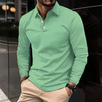 heren longsleeve polo met klassieke polokraag in groen