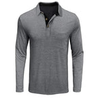 heren longsleeve polo met polokraag in lichtgrijs