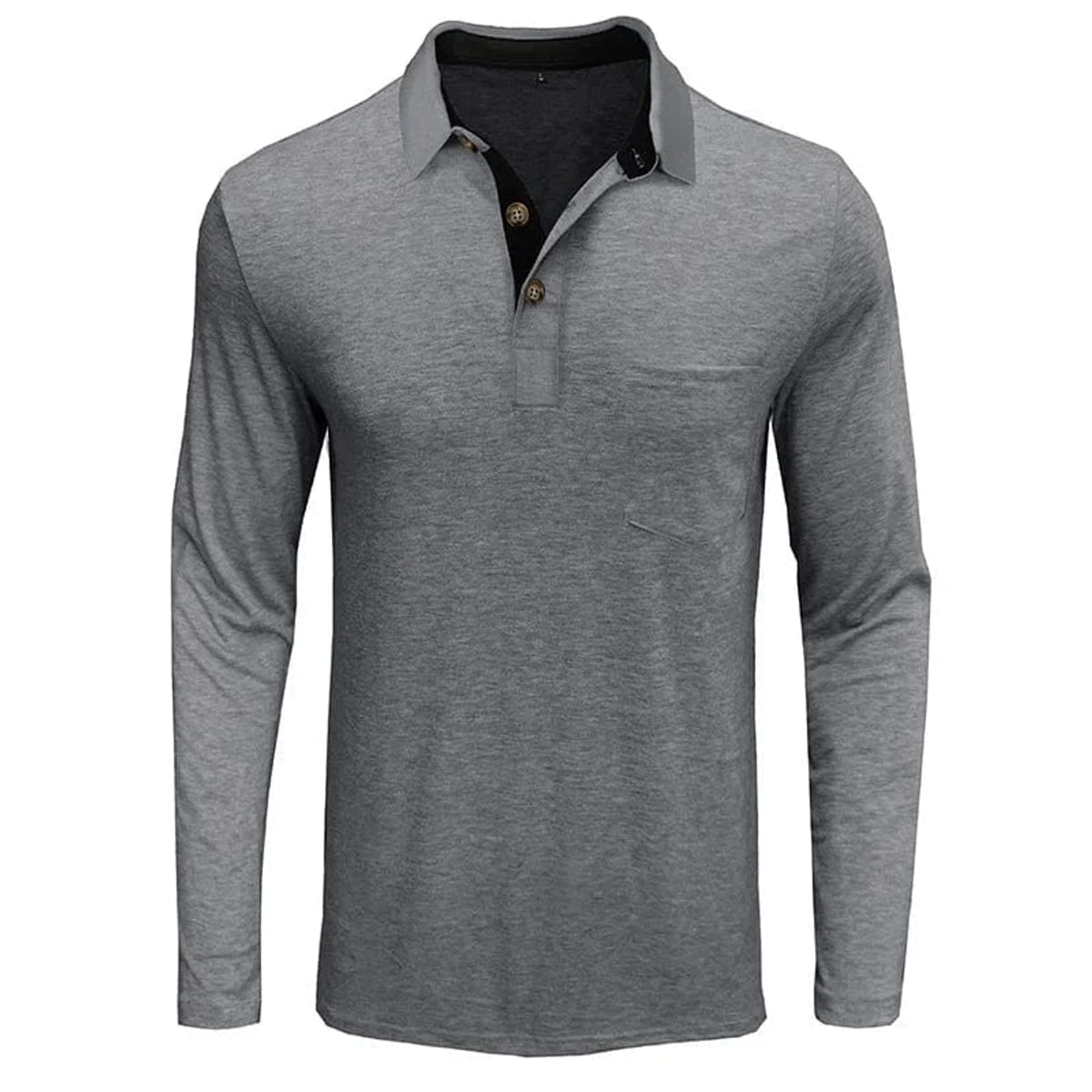 heren longsleeve polo met polokraag in lichtgrijs