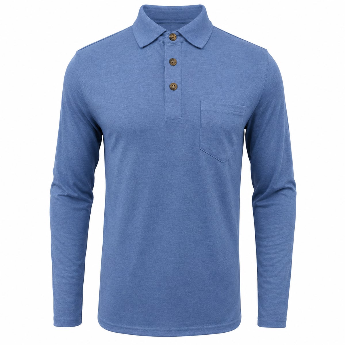 heren longsleeve polo met polokraag in lichtblauw