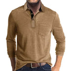 heren longsleeve polo met polokraag in bruin