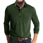heren longsleeve polo met polokraag in donkergroen