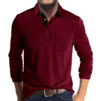 heren longsleeve polo met polokraag in rood