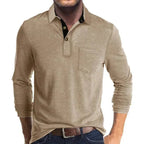 heren longsleeve polo met polokraag in khaki
