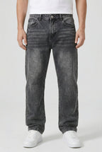heren loose fit straight leg broek in zwart