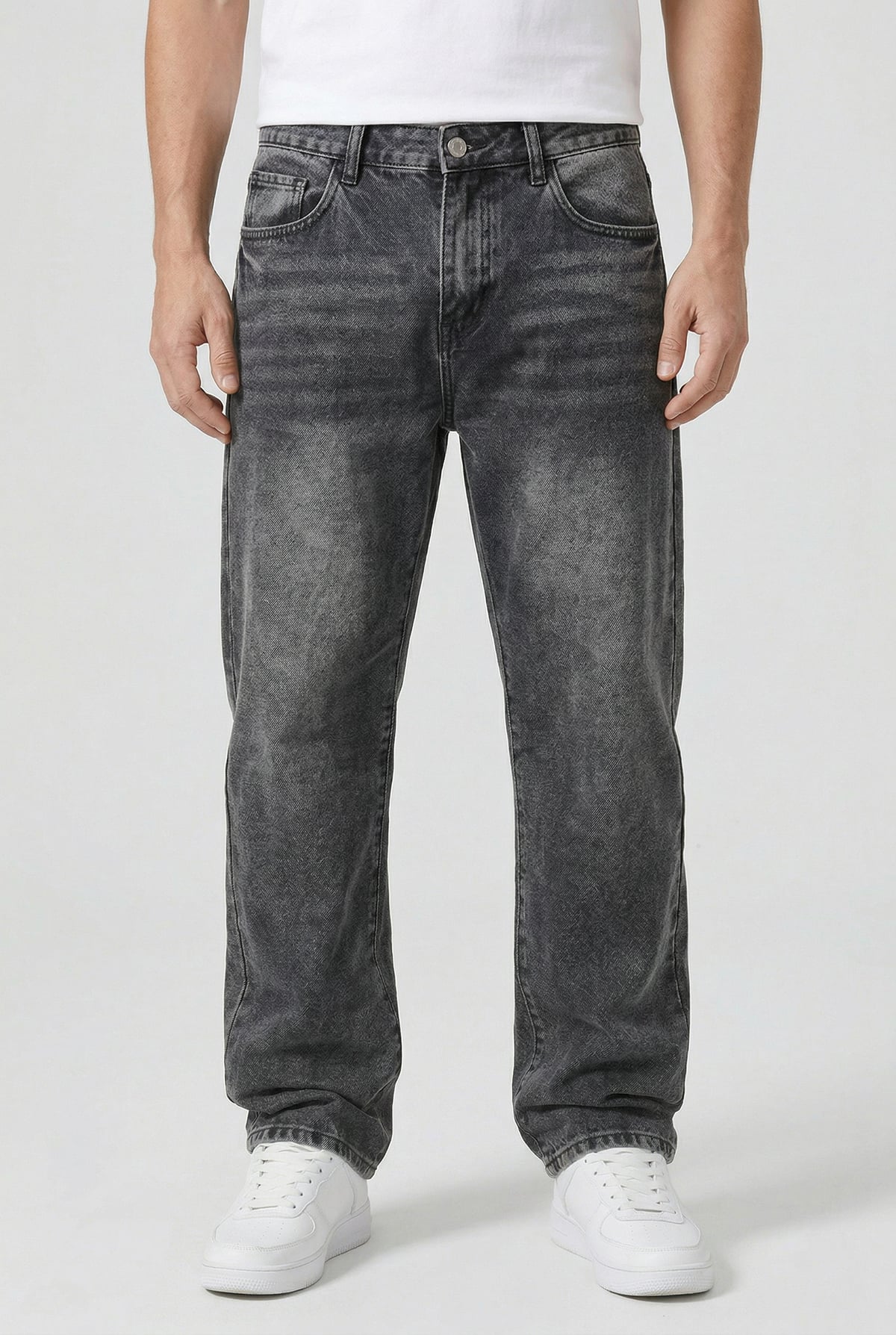 heren loose fit straight leg broek in zwart