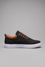 heren low-top sneakers met witte zool in zwart
