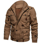 heren militaire jas met capuchon in bruin