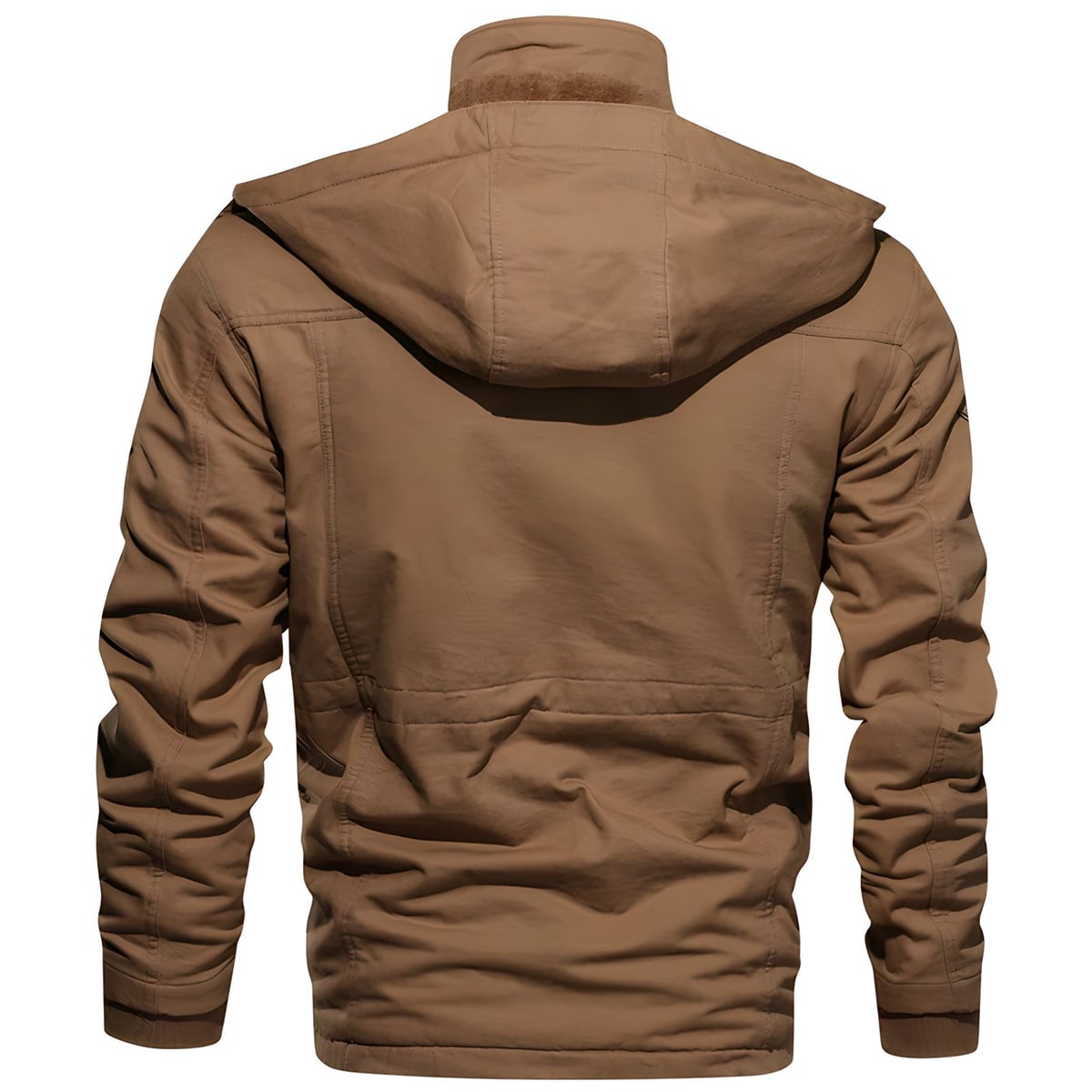 heren militaire jas met capuchon in bruin