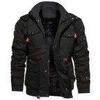heren militaire jas met capuchon in zwart