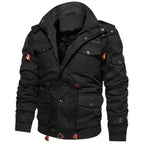 heren militaire jas met capuchon in zwart