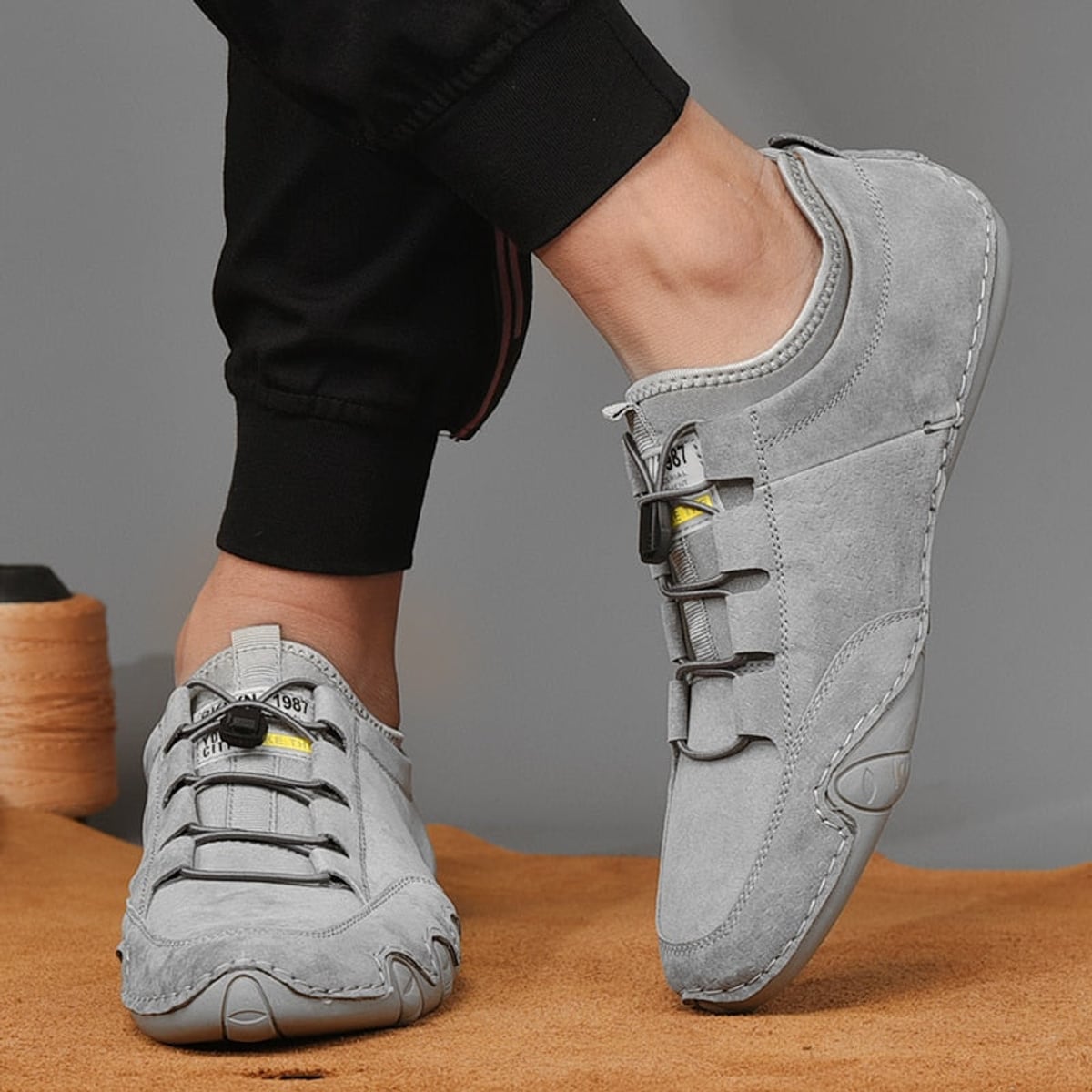 heren mocassin met elastisch instap grijs
