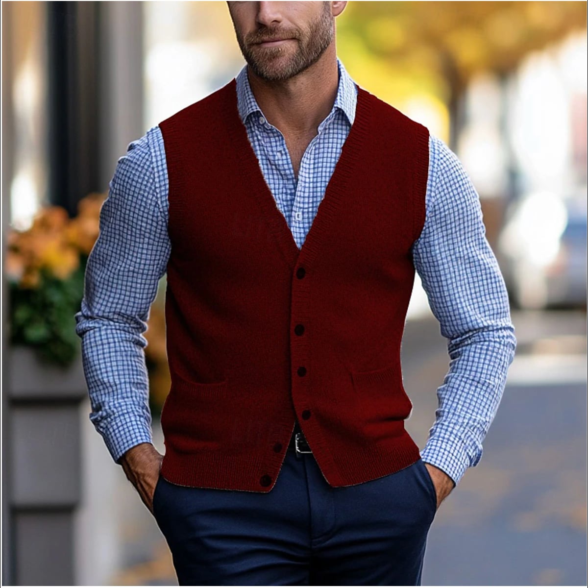 heren mouwloos vest in rood