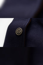 heren nette winterjas met staande kraag in marineblauw