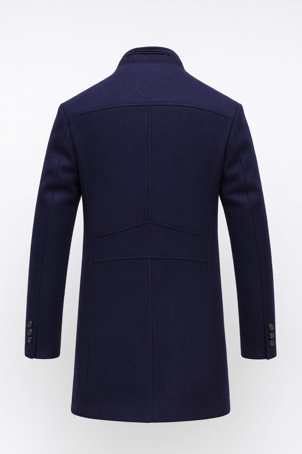 heren nette winterjas met staande kraag in marineblauw