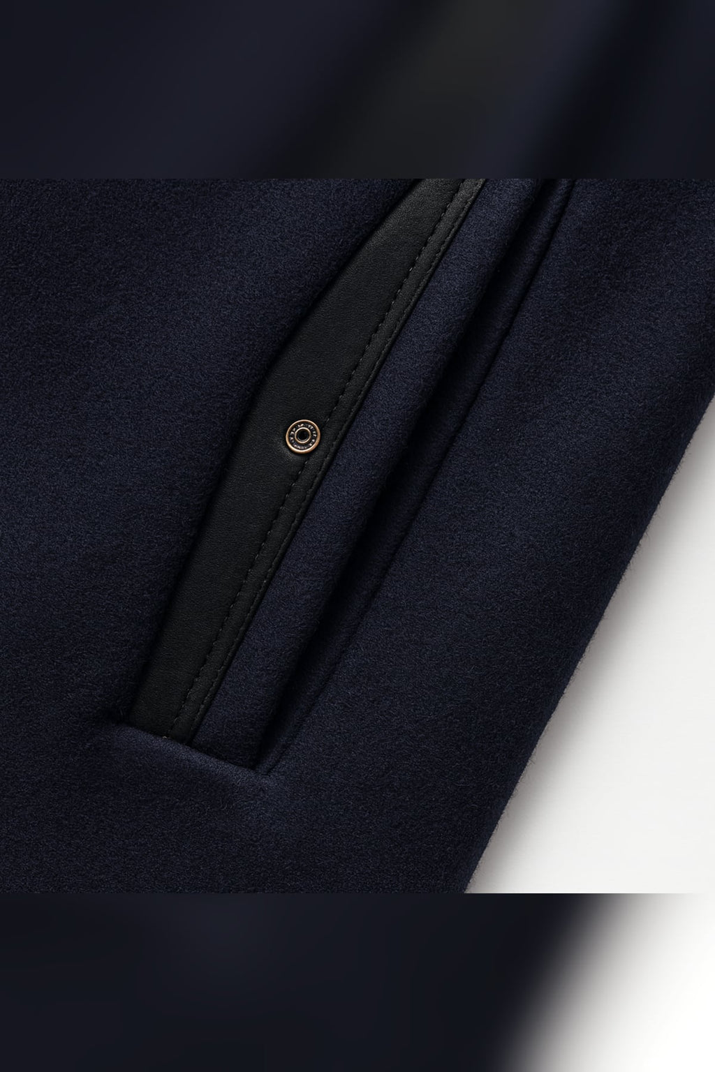 heren nette winterjas met staande kraag in marineblauw
