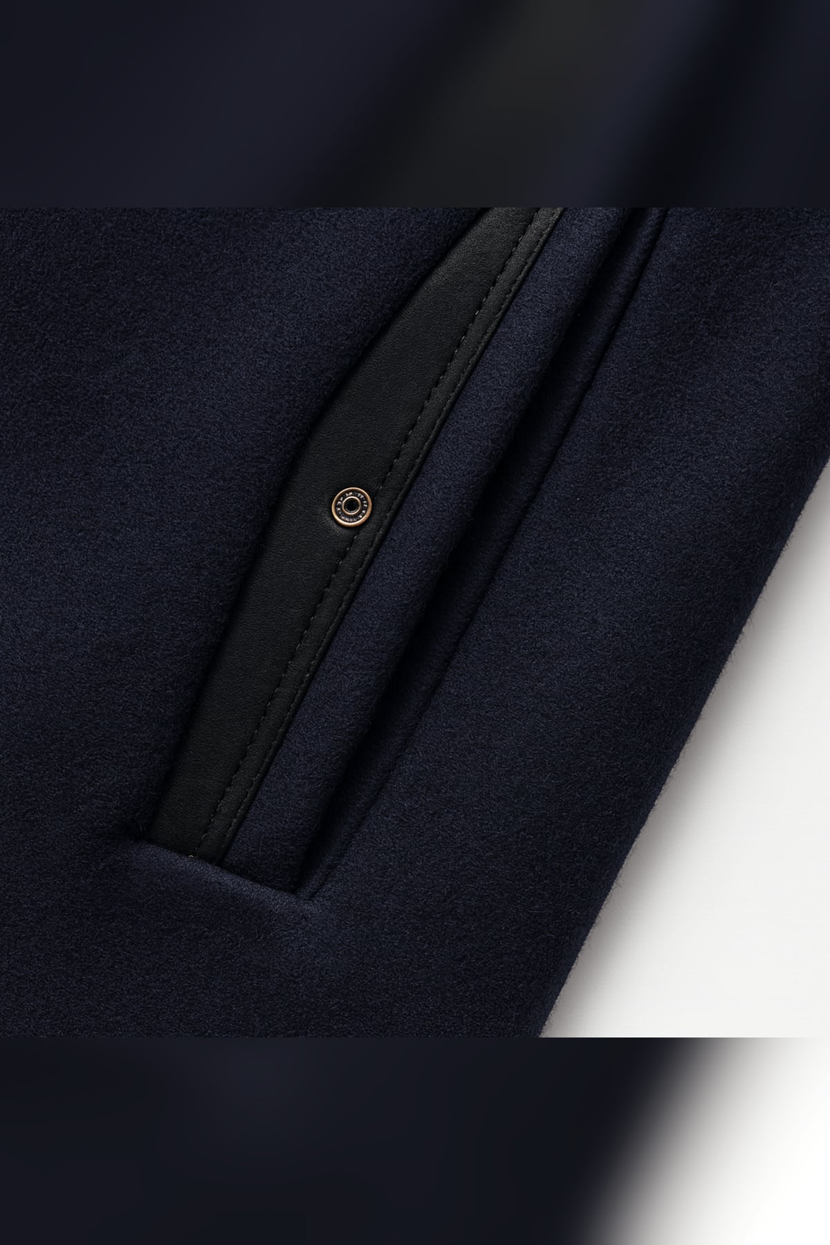 heren nette winterjas met staande kraag in marineblauw