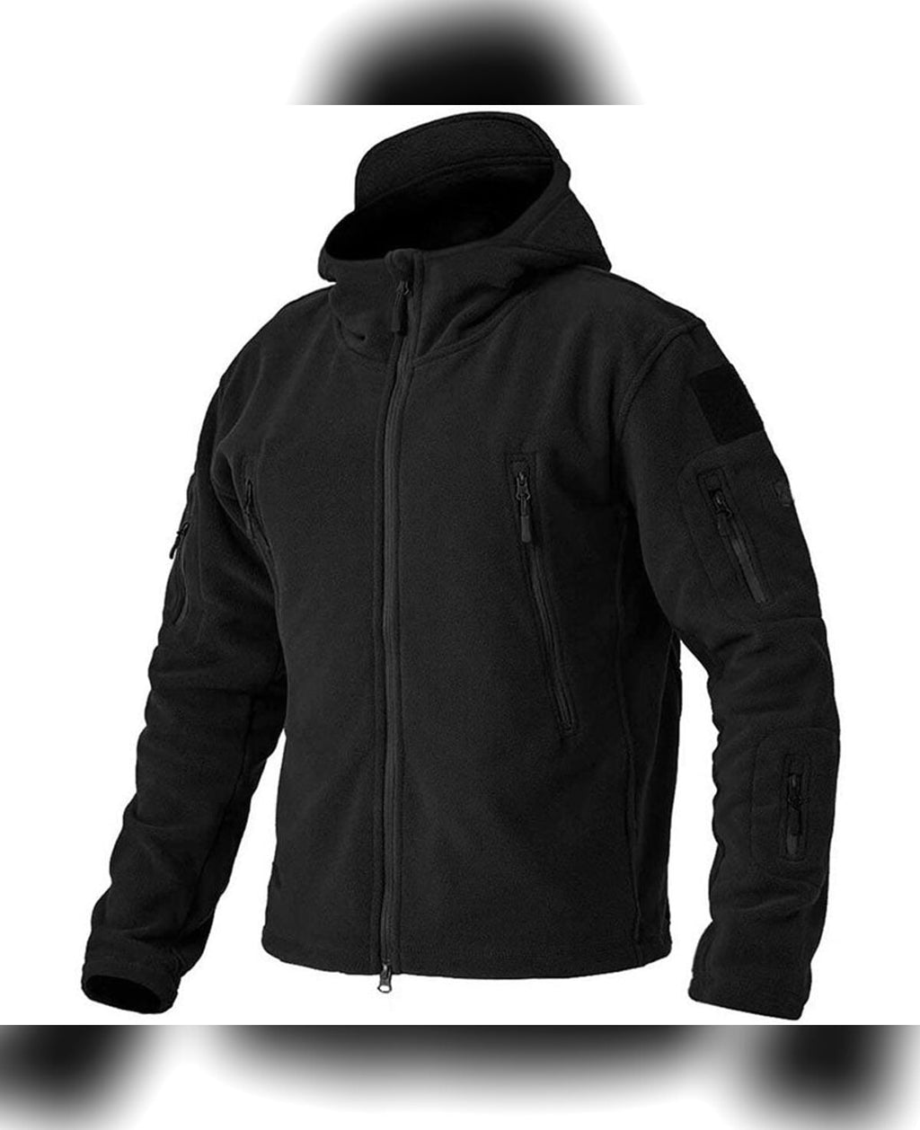 heren outdoor fleecejack met rits in zwart