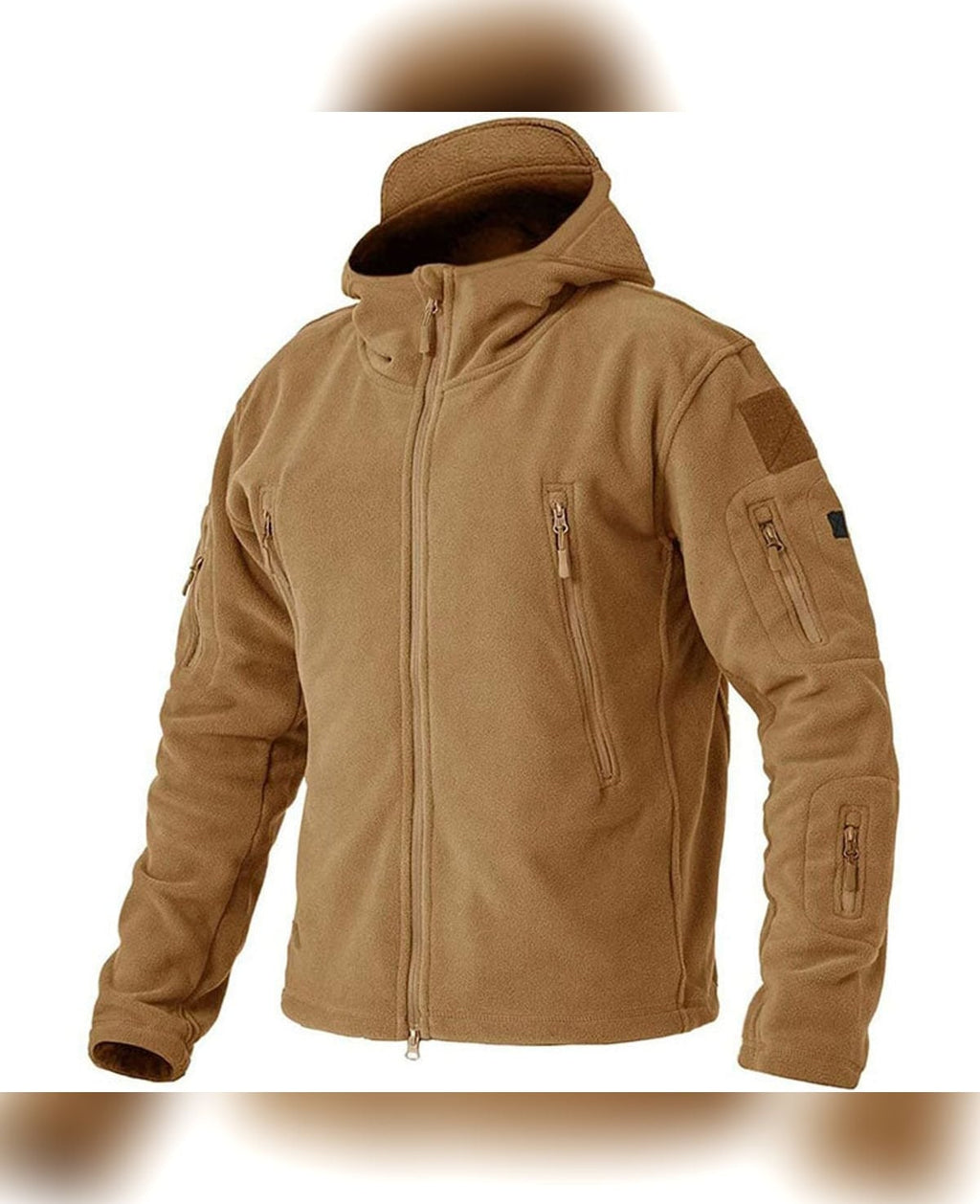heren outdoor fleecejack met rits in khaki