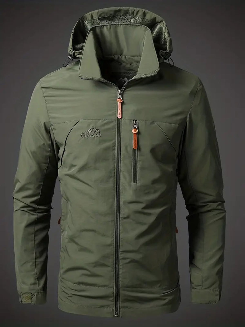 heren outdoor jas met capuchon in lichtgroen
