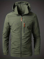 heren outdoor jas met capuchon in lichtgroen