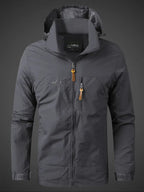 heren outdoor jas met capuchon in grijs
