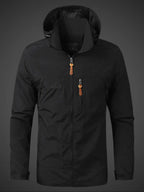 heren outdoor jas met capuchon in zwart