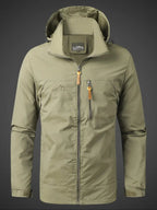 heren outdoor jas met capuchon in khaki