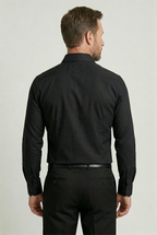 heren overhemd slim fit met knoopsluiting in zwart