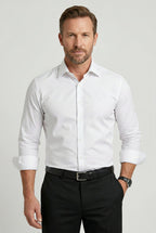 heren overhemd slim fit met knoopsluiting in wit